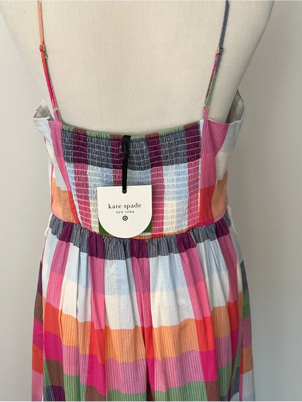 kate spade/Target Madras Plaid Midi Dress in Pink, Purple, Green, Peach, White